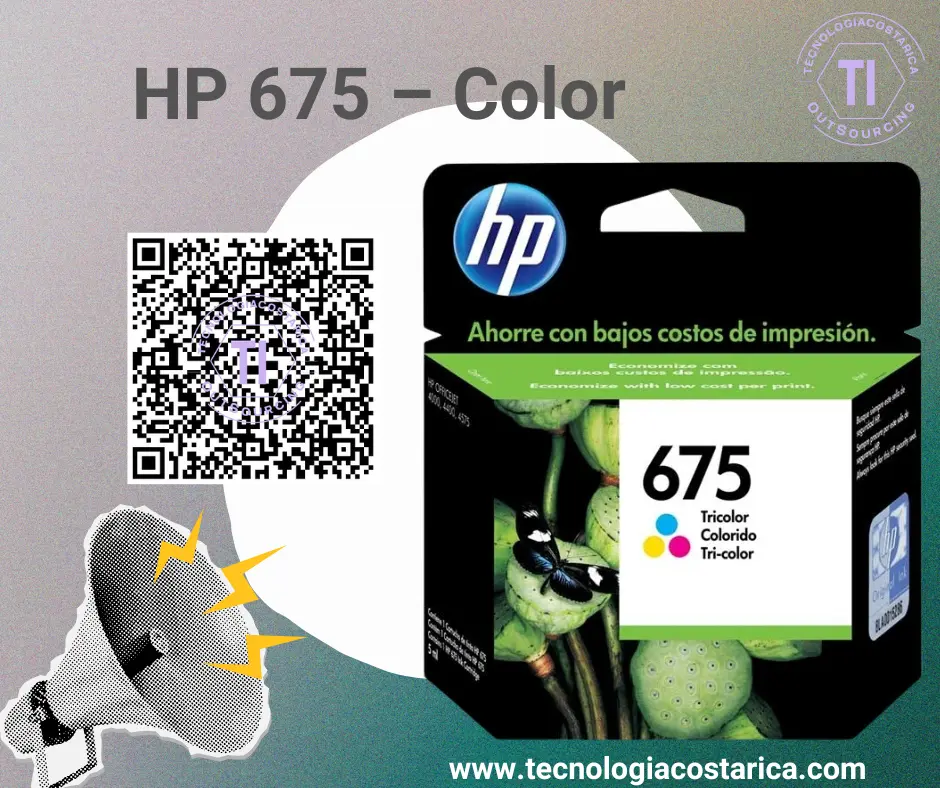 Cartucho de Tinta  HP 675 - Color (cian, magenta, amarillo) - original