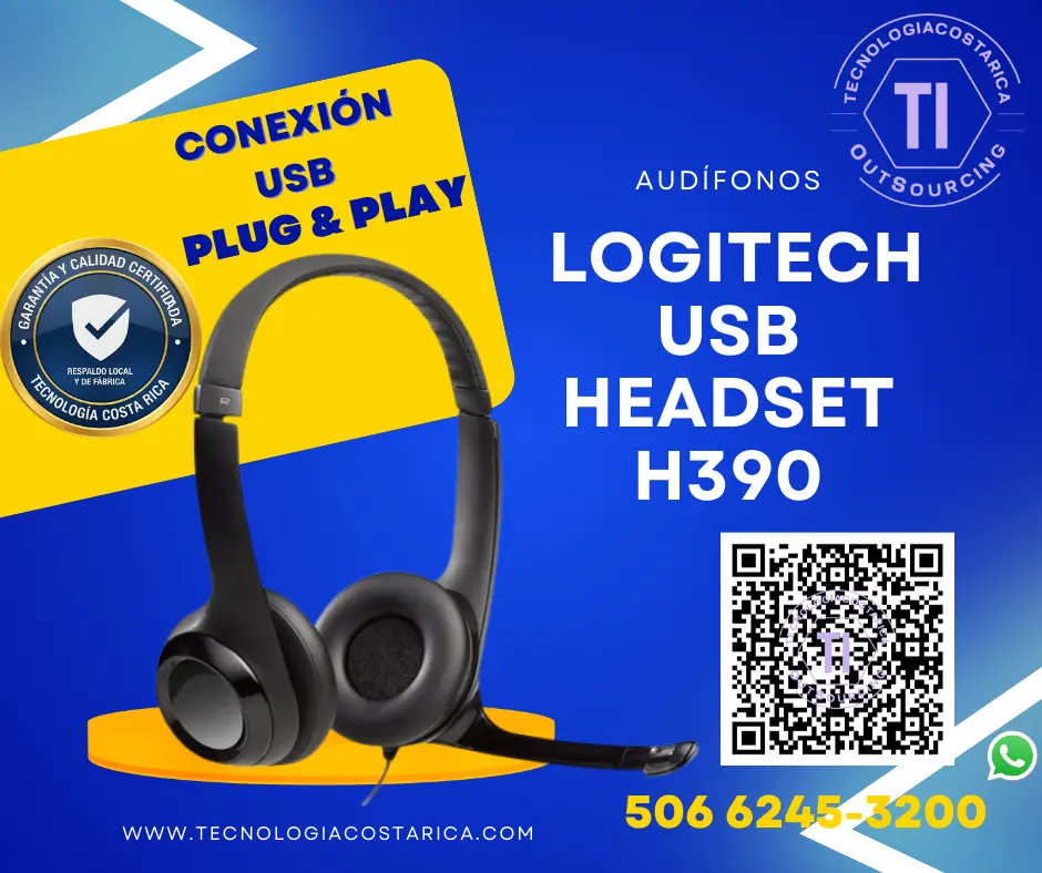 Audífonos: Logitech USB Headset H390