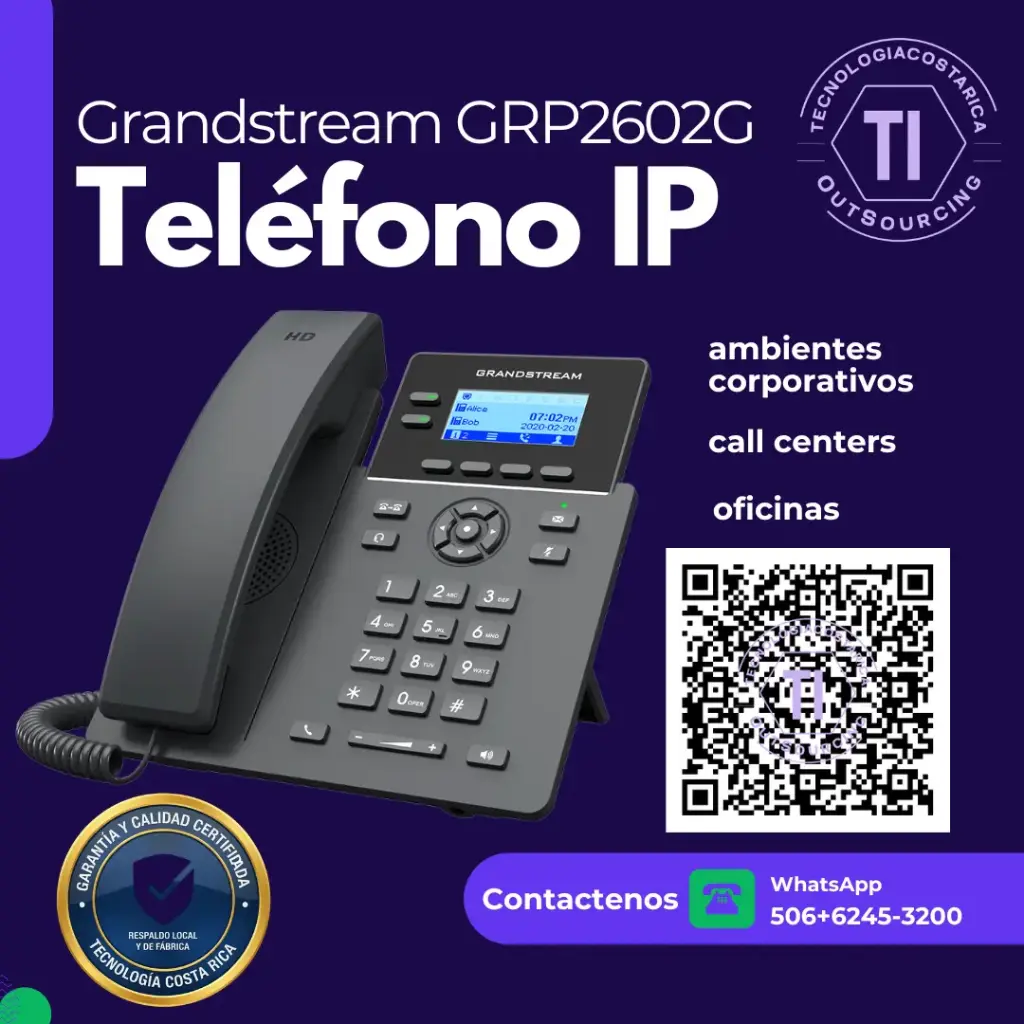 Telefono IP: 2 líneas SIP Gigabit PoE GRANDSTREAM GRP2602G
