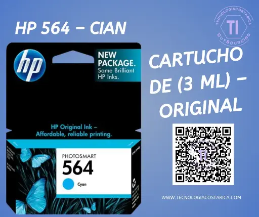 [CB318WL] Cartucho Tinta HP 564 - 3 ml - cián