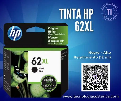 [C2P05AL] Cartucho Tinta HP 62XL - 12 ml - Alto rendimiento