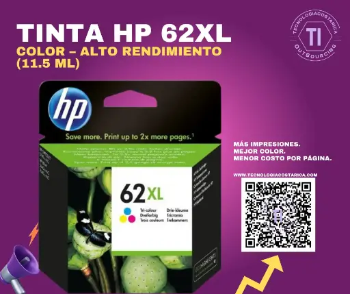 [C2P07AL] Cartucho Tinta HP 62XL - 11.5 ml - Alto rendimiento