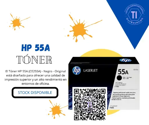 [CE255A] Tóner HP 55A - Negro - original