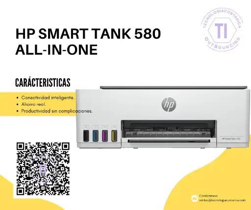 [1F3Y2A#AKY] HP Smart Tank 580 - Copier / Printer / Scanner - Ink-jet