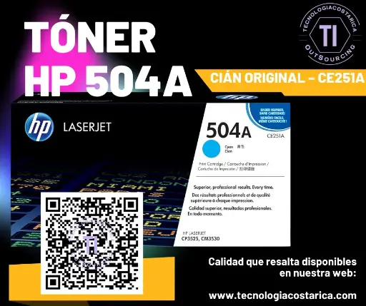 [CE251A] Tóner HP 504A - Cián - original
