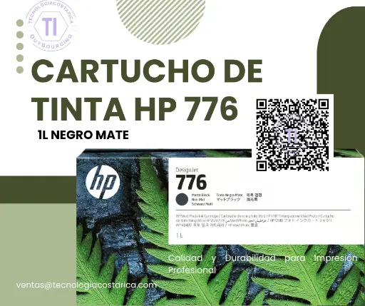 [1XB12A] HP 776 - 1 L - Cartucho de tinta negra mate