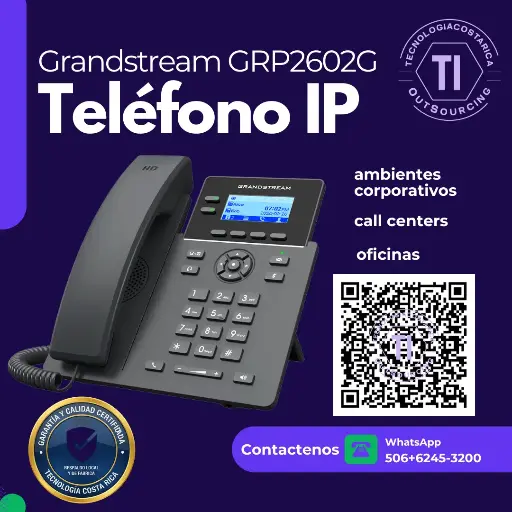 Telefono IP: 2 líneas SIP Gigabit PoE GRANDSTREAM GRP2602G